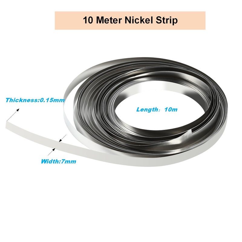 Solnique Nickel Strips for Battery Welding, 0.15mm Thickness, 7mm Width, 10m Roll - Durable Nickel Tape for Lithium Ion Battery Pack Assembly and Spot Welding - Image 2